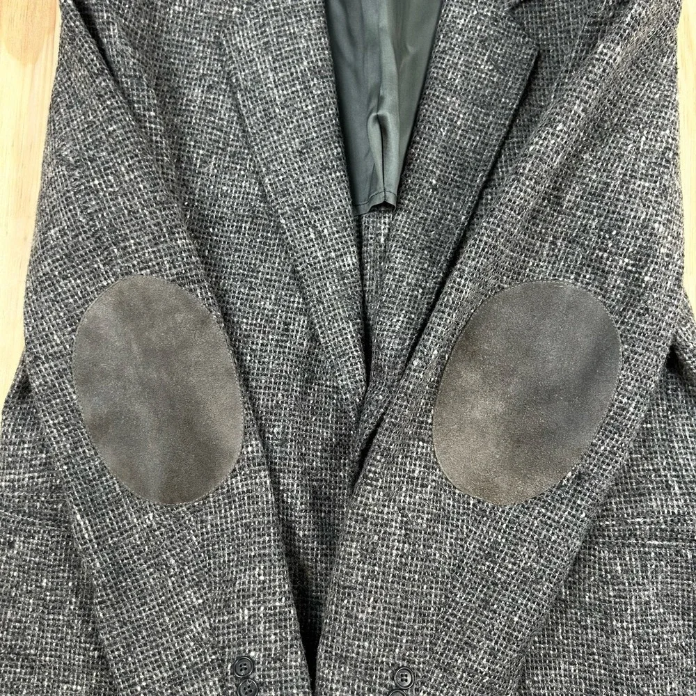 Vintage Woolrich Blazer Men's 44 R Wool Tweed Elbow Patch USA‎ Gray